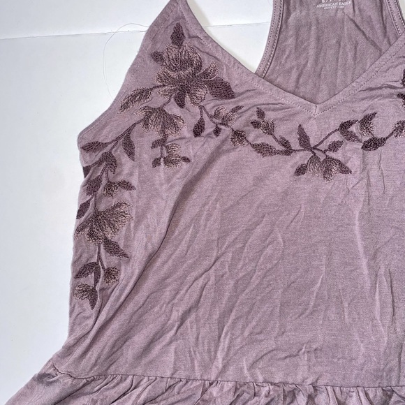 Purple American Eagle embroidered Loose Peplum Top - Picture 2 of 7